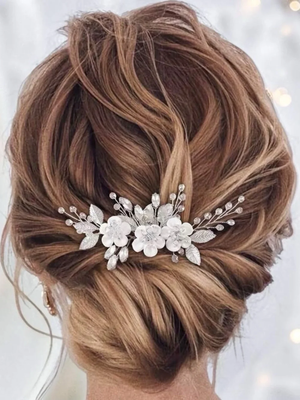 Silver Floral Bridal Hair Comb - Elegant Crystal Flower Hairpiece